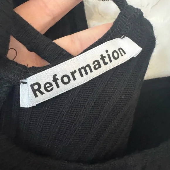 Reformation Brant Dress ribbed bodycon midi 90s black soft stretch size M - Picture 8 of 8